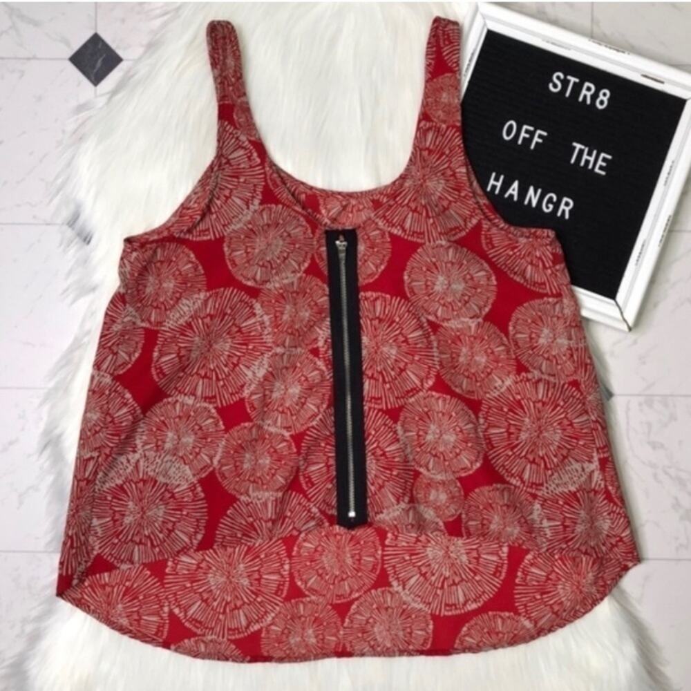 Audrey 3+1 red low high blouse zipper in back sz S - Picture 2 of 5